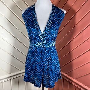 LUCKY BRAND | Blue Boho Festival Halter Romper Sz Large